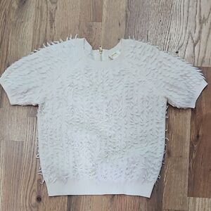 Maeve Textured Short Sleeve Top in Cream